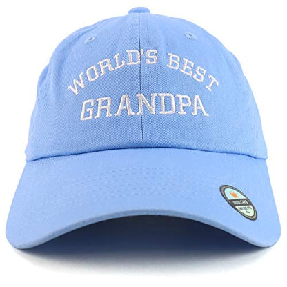 Trendy Apparel Shop World's Best Grandpa Embroidered Low Profile Soft Cotton Dad Hat Cap - color: Sky