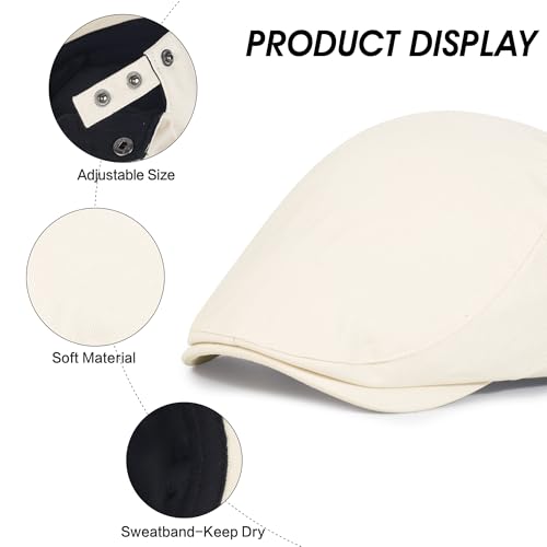 2Pcs Men's Newsboy Cap Cotton Flat Ivy Gatsby Driving Hat - color: 2b2-coffee+beige