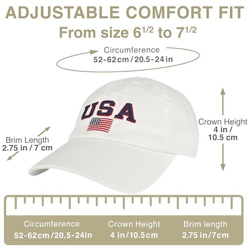 E BY ELIDAN USA Hat, Embroidered American Flag Baseball Cap for Men Women - color: White With Usa Flag