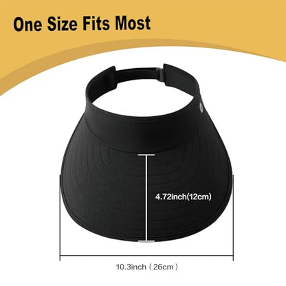 WANDER Sun Visor Hat Wide Brim Packable Large Beach Cap for Women - color: Black