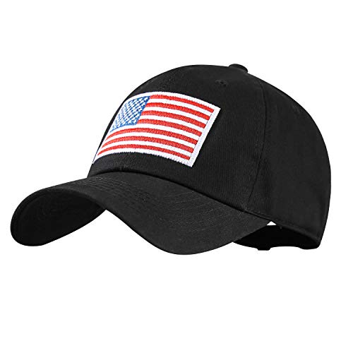 IIN American Flag Baseball Cap for Men Women Low Profile USA Army Tactical Operator Military Plain Dad Hat - color: Flag-black