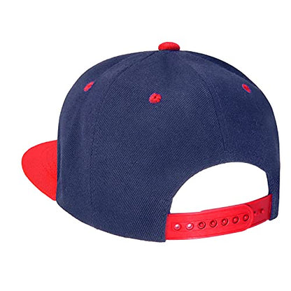 Classic Snapback Hat Cap Hip Hop Style Flat Bill Blank Solid Color Adjustable Size - color: 1pc Navy/Red