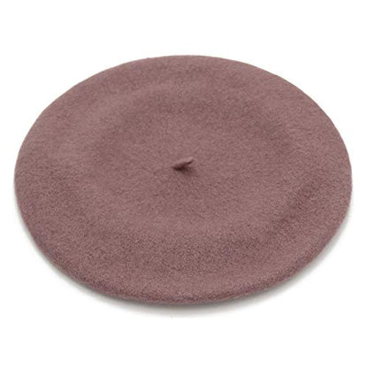 Wheebo Wool Beret Hat,Solid Color French Style Winter Warm Cap for Women Girls Lady - color: Cameo Brown