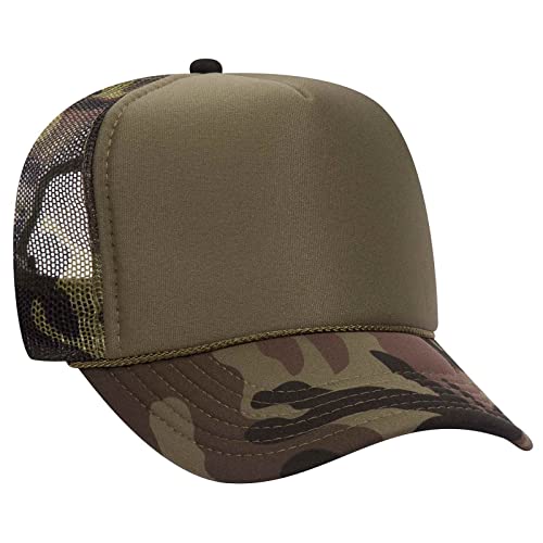 OTTO Wholesale 12 x Polyester Foam Front 5 Panel High Crown Mesh Back Trucker Hat - (12 Pcs) - color: Camo 021cpb