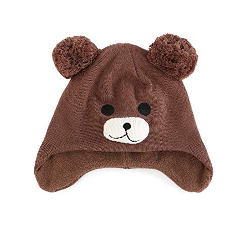 Baby Infant Toddler Fleece Lined Knit Hat Kids Winter Earflap Pom Beanie - size: 6-24 Months