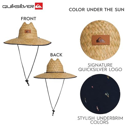 Quiksilver Men's Wide Brim Outdoor Lifeguard Straw Sun Hat - color: Navy, size: Small-Medium