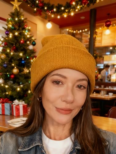 HIWIND Beanie for Men Women Knit Cuffed Winter Beanies Skull Cap Hat - color: Brown