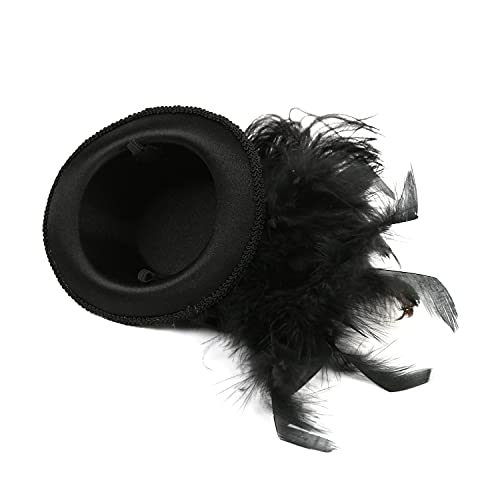 Fascinators Hat for Women Tea Party Headband Mini top Hats Cocktail Flower Mesh Feathers Hair Clip - color: Black-2
