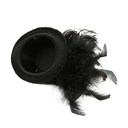 Fascinators Hat for Women Tea Party Headband Mini top Hats Cocktail Flower Mesh Feathers Hair Clip - color: Black-2