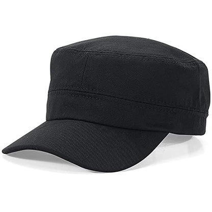 XYIYI Unisex Cotton Basic Cadet Army Cap Everyday Military Style Hat - color: Black
