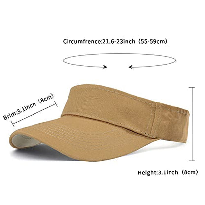 HH HOFNEN Sports Sun Visor Hats Cotton Adjustable Golf Caps for Men Women - color: #1b Khaki