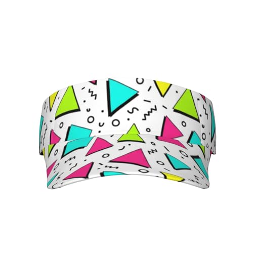 Visor Cap Funny Sun Hat for Women Men Teens for for Sports, Beach, Tennis, Golf, Running & Hiking - color: Retro 80s Memphis 2