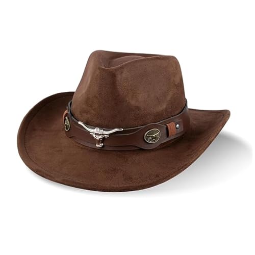 Adjustable Cowboy Hat for Men and Women Wide Brim Denim Hat Soft Comfortable Outdoor Neutral Fashion Accessory Perfect for Riding Hiking Gardening Fishing Vintage Cattlemans Hat(Brown,Size: M)