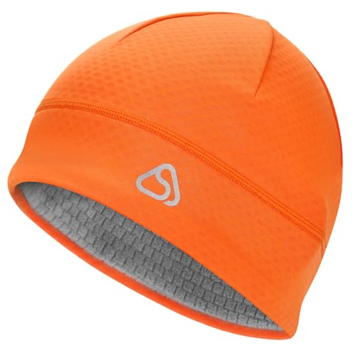 Skull Cap for Men Women Unidirectional Moisture Absorption & Sweat Wicking Quick-Dry Running Hat Beanie, Thermal Helmet Liner - color: Orange