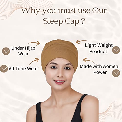 Chemo Hats Solid Sleep Cap Women's Bamboo Soft Headwear Cancer Cap Chemo Headwear Women - color: Camel