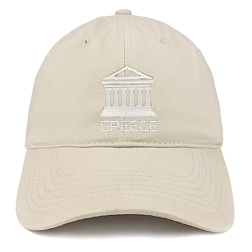 Trendy Apparel Shop Greece Embroidered Soft Crown 100% Brushed Cotton Cap - color: Stone