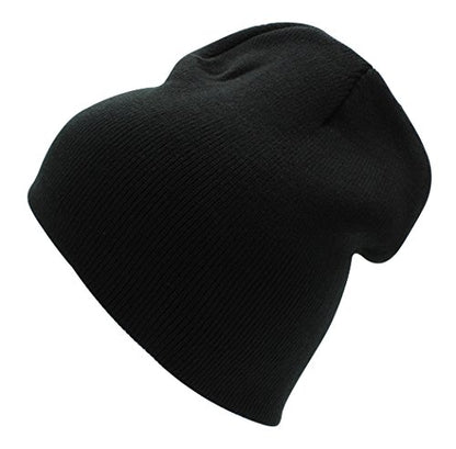 Top Level Short Plain Beanie - Winter Unisex Plain Knit Hat