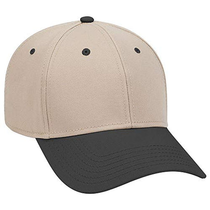 OTTO 6 Panel Low Profile Superior Cotton Twill Cap - color: Blk/Kha/Kha