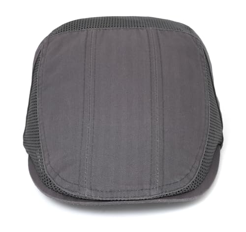 DIYDECAL Mens Cotton Mesh Newsboy Cap Flat Ivy Gatsby Hat Summer Driving Cabbie Cap - color: Grey