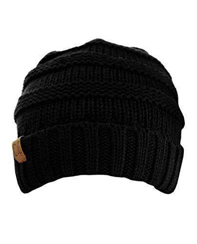 NYFASHION101 Slouch Wrinkled Beanie Cap Slouchy Skull Hat - color: Black