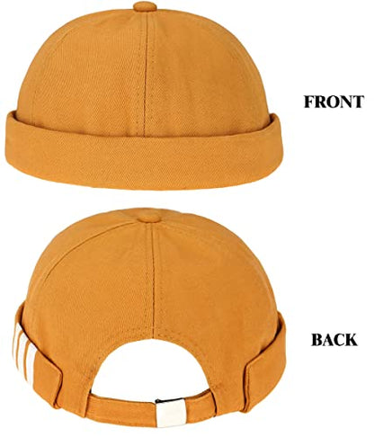 Glamorstar Dome Brimless Hats for Women Men Sailor Docker Beanie Cap Hip Hop Hats - color: Yellow