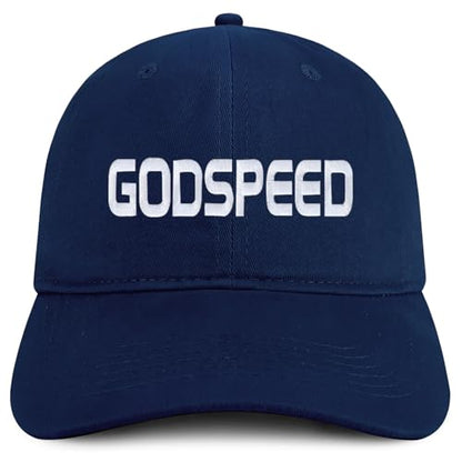 Trendy Apparel Shop Godspeed Embroidered Soft Cotton Baseball Cap - color: Navy