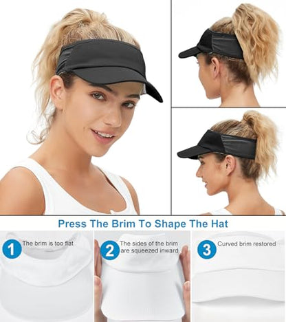 Sun Visor Hats Lightweight Stretchy for Running Tennis Golf - color: Black