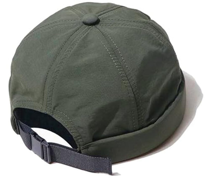 XYIYI Men Quick Dry Docker Cap Breathable Brimless Cap Rolled Cuff Retro Sailor Beanie Hat - color: Army Green2