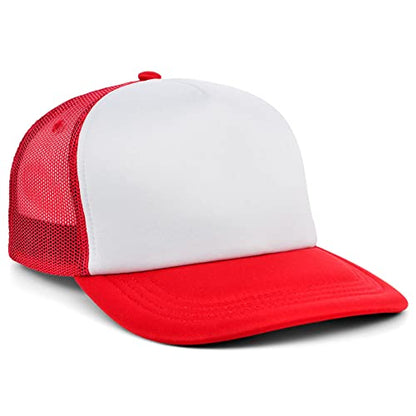 Lids Blank Basic Foam Trucker Adjustable Snapback Hat - color: White/Red