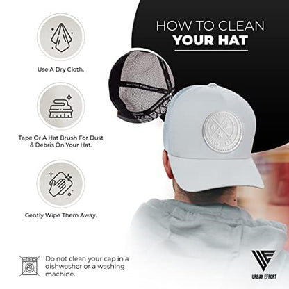 Urban Effort Trucker Hat for Men & Women, Mesh Back Baseball Cap, 5 Panel - color: White/White, style: Mesh Back