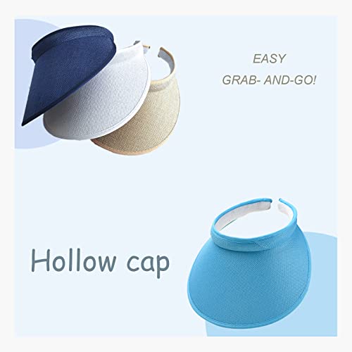 Cloth Covered Slip-On Visor for Women, Adjustable Cap Sports Sun Visors for Men - color: Denim/Blue