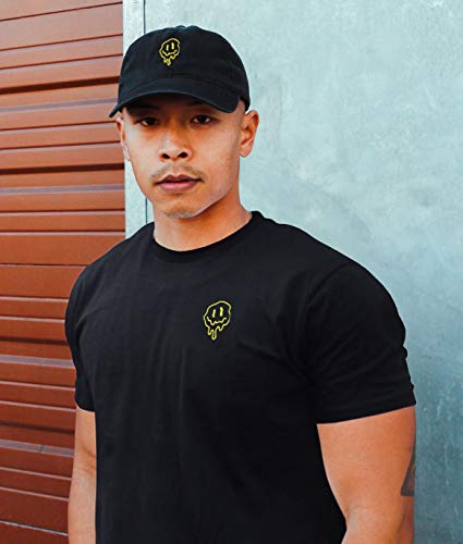 Riot Society Mens Embroidered Adjustable Dad Hat - color: Happy Face Drip (Black)