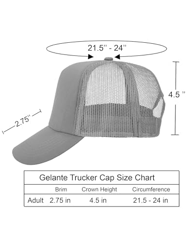 Gelante Polyester Foam Front, Mesh Back 5 Panel Sublimation Trucker Baseball Cap Snapback Hat - color: Light Gray