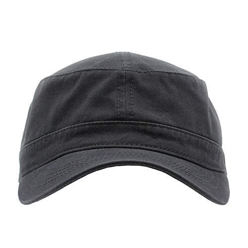 The Vintage Year Heavy Stitch Washed Cotton Cadet Hat Military Army Cap - color: Charcoal Gray M, size: One Size