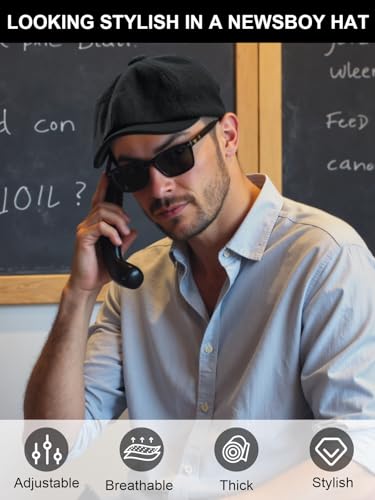 Senker Fashion 2 Pieces Newsboy Cap for Men - color: Black Black