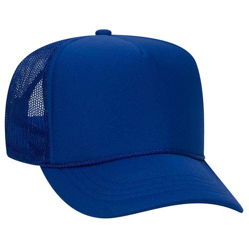 Ashen Fane Kids' Polyester Foam Front 5 Panel High Crown Mesh Back Trucker Hat - color: Royal