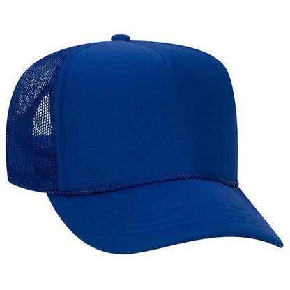 Ashen Fane Kids' Polyester Foam Front 5 Panel High Crown Mesh Back Trucker Hat - color: Royal