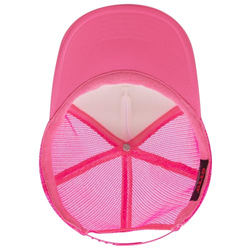 OTTO Cap 5 Panel High Crown Foam Front Mesh Back Trucker Hat, One Size - color: 891689 - N.pnk/Wht/N.pnk