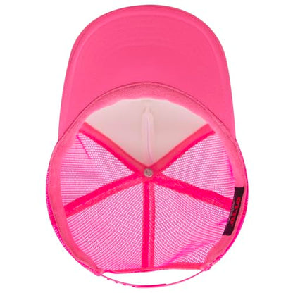 OTTO Cap 5 Panel High Crown Foam Front Mesh Back Trucker Hat, One Size - color: 891689 - N.pnk/Wht/N.pnk