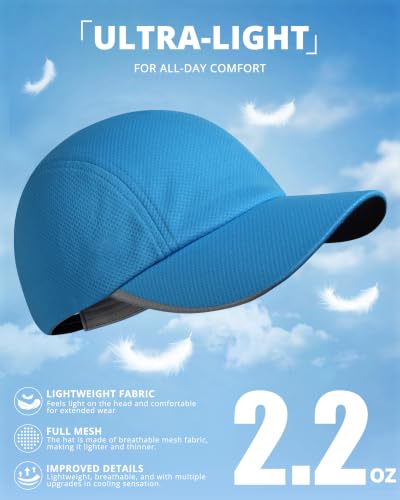 GADIEMKENSD Men’s Running Hat Performance Mesh Cap, Excellent Breathable - color: Sky Blue