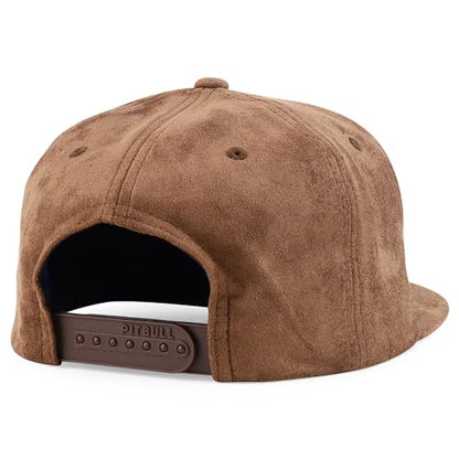 Trendy Apparel Shop Plain Suede Flat Bill Snapback Cap - color: Dark Brown