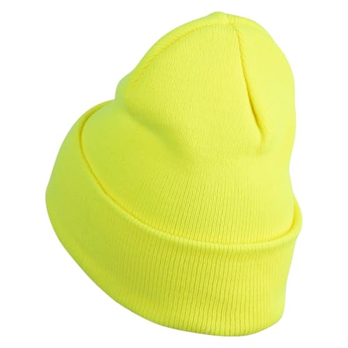 e4Hats.com 12 inch Cuffed Knit Long Beanie - color: Safety Yellow