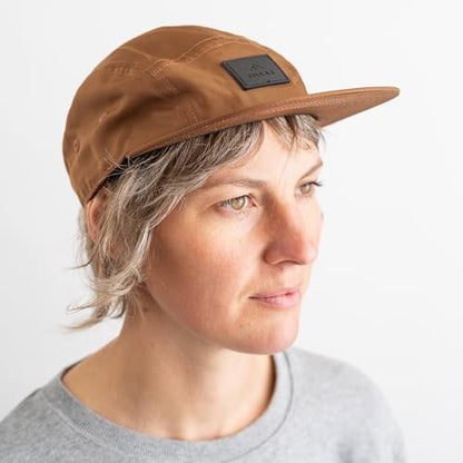 Tillak Wallowa Kodra Hat, Lightweight Oxford Nylon 5 Panel Cap with Snap Closure - color: Russet Brown