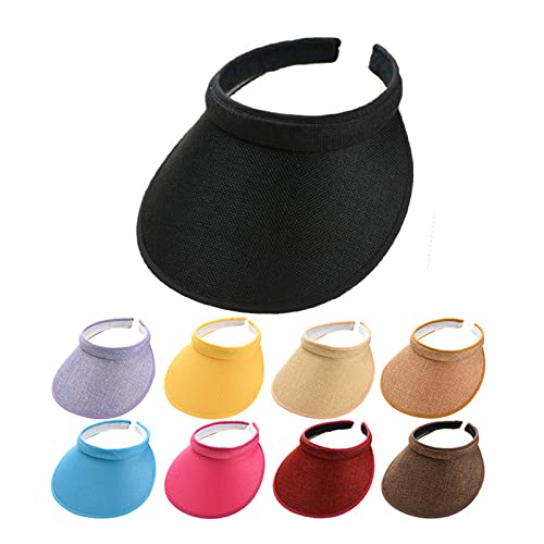 Cloth Covered Slip-On Visor for Women, Adjustable Cap Sports Sun Visors for Men - color: Black/Purple
