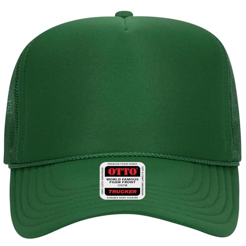 OTTO Cap 5 Panel High Crown Foam Front Mesh Back Trucker Hat, One Size - color: 005 - Kelly