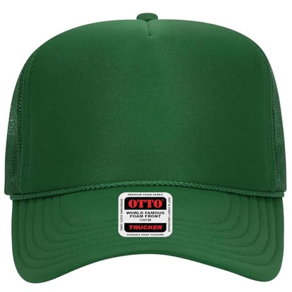 OTTO Cap 5 Panel High Crown Foam Front Mesh Back Trucker Hat, One Size - color: 005 - Kelly