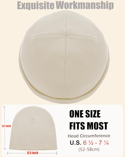 100% Cotton Beanie Hat Cuffless Beanies Warm Knit Winter Skull Cap - color: 1pcs-beige