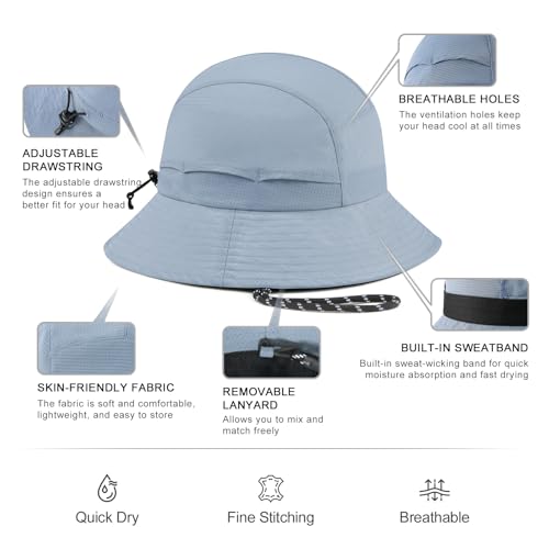 VOBOOM Women Lightweight Unstructured Bucket Sun Hat - color: Blue