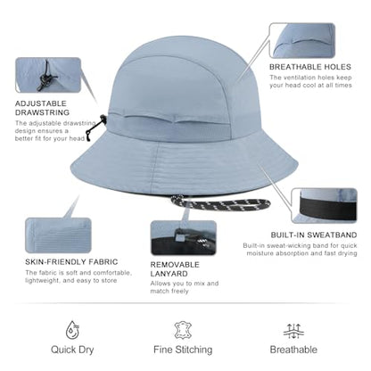 VOBOOM Women Lightweight Unstructured Bucket Sun Hat - color: Blue