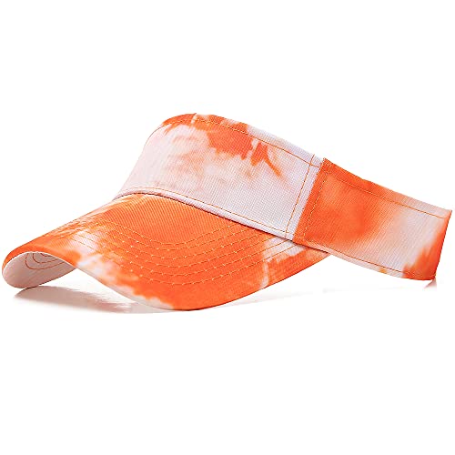 Sport Sun Visor Hats Cotton Ball Caps Empty Top Baseball Sun Cap for Men Women - color: Tie-dye Orange